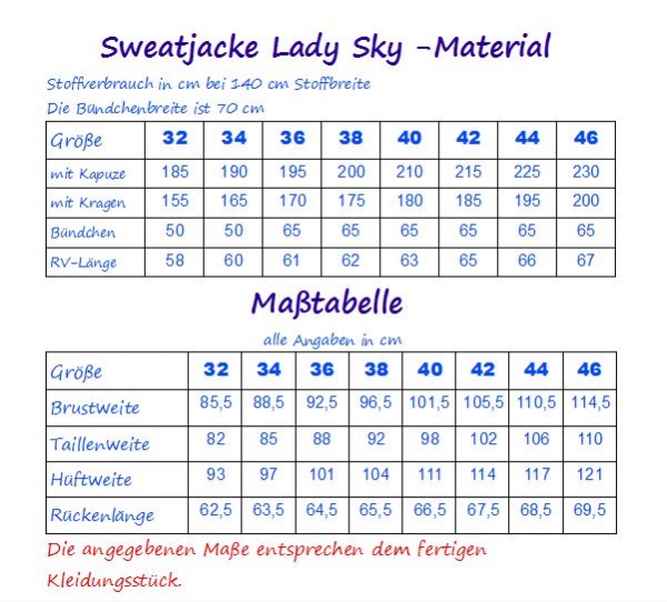 Ebook Sweatjacke Lady Sky Gr.32-46